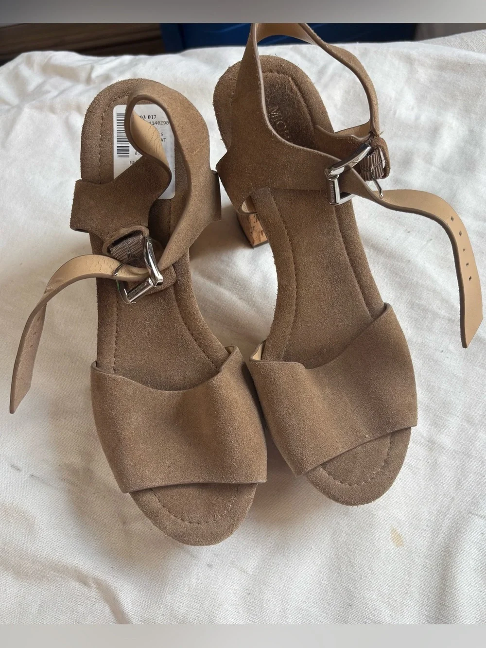 Michael Kors Hayden Tan Suede Cork Platform Sandal